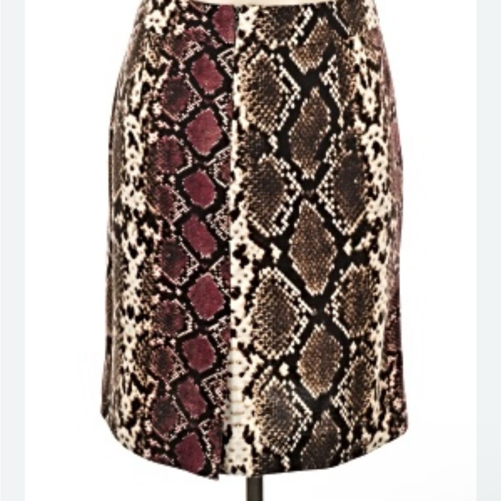 Calvin Klein Womens‎ Skirt 24W Brown Straight Skirt Animal Print Zip Up Stretch